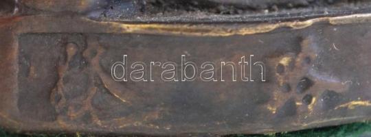 Nevető Buddha, bronz, jelzett, m:9 cm