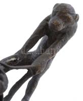 Foghúzó majom, bronz, jelzés nélkül, m:5,5 cm