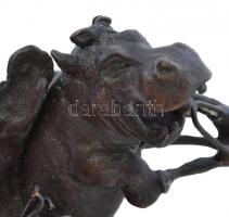 Foghúzó majom, bronz, jelzés nélkül, m:5,5 cm