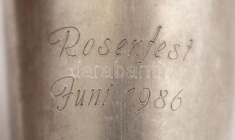 Ezüst(Ag) kupica "Rosenfest Juni 1986" felirattal, jelzett, m: 4 cm, d: 3,5 cm, 18,2 g