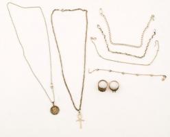 4 db ezüst(Ag) karkötő, 2 db ezüst(Ag) nyaklánc, 2 db ezüst(Ag) gyűrű(méret: 53, 54), br: 36,8 g