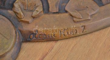 Olcsai Kiss Zoltán (1895-1981): 30 év az európai biztonságért 1975, bronz plakett, fa, jelzett, 40×3...