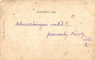 Selmecbánya, Banská Stiavnica; Honvéd szobor, zászló; kiadja Joerges / military monument, Hungarian ...