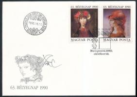 1990 A 63. bélyegnap FDC, a bélyegtervező, Szász Endre saját kezű aláírásával