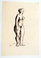 Ék Sándor (1902-1975): Erosz a börtönben. Női akt sorozat 6 db vázlatrajz. Ceruza, papír, jelzett. M...
