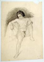 Ék Sándor (1902-1975): Erosz a börtönben. Női akt sorozat 6 db vázlatrajz. Ceruza, papír, jelzett. M...