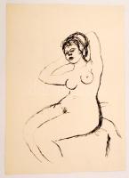 Ék Sándor (1902-1975): Erosz a börtönben. Női akt sorozat 6 db vázlatrajz. Ceruza, papír, jelzett. M...