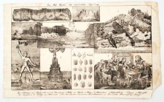 1829 A világ 9 csodája részmetszet / 1829 9 wonders of the world etching 45x28 cm