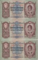 1932. 50P (3x) közeli sorszámúak T:I-,II