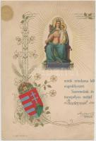 cca 1890 A magyar korona a magyar címer 3 db színezett nyomat