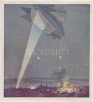 cca 1910 4 db korai repülőket és léghajókat ábrázoló nyomat / zeppelins and airplanes 4 prints