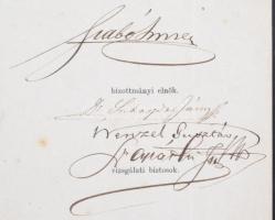 1877 Jogtudományi egyetem államvizsgálati bizonyítvány többek között Wenczel Gusztáv jogtudós aláírá...