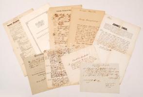 cca 1700-1900 18 db vegyes, érdekes okmány erkölcsi bizonyítvány, régi nyugta, szerződés, mintarajzi...