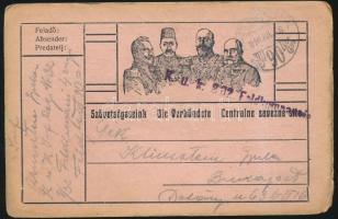 1916 Tábori posta levelezőlap &quot;K.u.k. 8/32 Feldkompagnie&quot; + &quot;TP 90&quot;