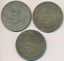 1947. 5Ft Ag "Kossuth" (3x) T:2-,3