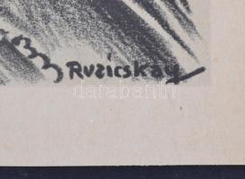 Ruzicskay György (1896-1993): Gépember. Algrafia, papír, jelzett az algrafián, 24x28 cm