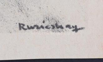 Ruzicskay György (1896-1993): Gyümölcsötál. Algrafia, papír, jelzett az algrafián, 24x28 cm