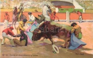 No. 10. Caida al descubierto y coleo / Bullfighting s: Carlos Ruano Llopis