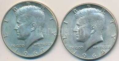 Amerikai Egyesült Államok 1967-1969. 1/2$ Ag Kennedy (2x) T:2 USA 1967-1969. 1/2 Dollar Ag Kennedy (2x) C:XF
