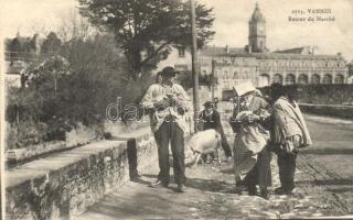 Vannes, Retour du Marché / from the market, folklore, pig merchants