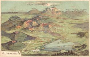 Auvergne, Monts-Domes, map, litho (EK)