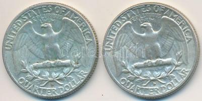 Amerikai Egyesült Államok 1964D 1/4$ Ag "Washington Quarter" (2x) T:2-
USA 1964D 1/4 Doll...