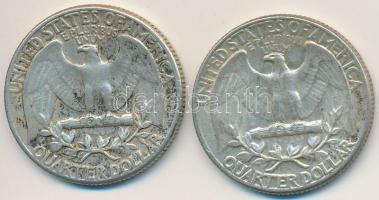 Amerikai Egyesült Államok 1964. 1/4$ Ag "Washington Quarter" (2x) T:2-
USA 1964. 1/4 Doll...