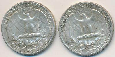 Amerikai Egyesült Államok 1964. 1/4$ Ag "Washington Quarter" (2x) T:2-
USA 1964. 1/4 Doll...
