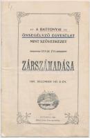 1908 A Battonyai Önsegélyező Egyesület mint szövetkezet XXV-ik évi zárszámadása 1907.kihajthatós nyomtatvány,  23x59cm