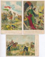 Bocskay István, Rákóczi Ferenc, Zrínyi Ilona, kiadja Bilkei Dezső és Radovánovics János - 3 régi képeslap &#039;Globus&#039; litho / 3 pre-1945 postcards, &#039;Globus&#039; litho