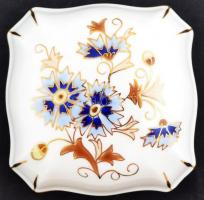 Zsolnay búzavirág mintás  dobozka, kézzel festett, jelzett, hibátlan, kopott, Malévos dobozban, 10×1...