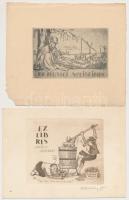 3 db libris: Parobek Alajos (1896-1947): Ex Musici, Weisz Imre. Rézkarc, papír, jelzett a karcon, 7×...
