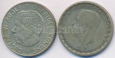 Svédország 1947TS 1Kr Ag &quot;V. Gusztáv&quot; + 1968. 1Kr Ag &quot;VI. Gusztáv&quot; T:2,2- Sweden 1947TS 1 Krona Ag &quot;Gustaf V&quot; + 1968. 1 Krona Ag &quot;Gustaf VI&quot; C:XF,VF