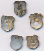 Ausztria DN 5db klf tűzzománcozott, jelzett Ag jelvény osztrák városokról és tartományokról (1g/0.80...