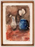 AB jelzéssel: Csendélet vázával.Akvarell, papír, üvegezett keretben, 50×34 cm