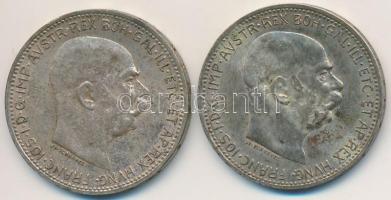 Ausztria 1915. 1K Ag "Ferenc József" (2x) T:2 patina Austria 1915. 1 Corona Ag "Franz Joseph" (2x) C:VF patina