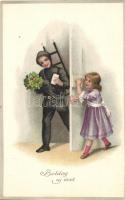 New Year, chimney sweeper, M.S.i.B. 1614. litho (fl)