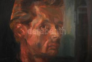 Göldner Tibor (1929-): Önarckép. Olaj, farost, jelzett, üvegezett keretben, 60×50 cm