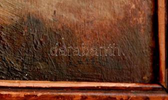 Neogrády jelzéssel: Vadász a kutyájával. Olaj, karton, keretben, 30×31 cm