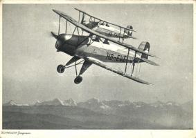 Schweizer Jungmann HB-EVE / Bücker Bü 131 Jungmann, 2 planes in formation with Swiss markings (EK)