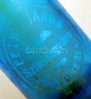 Régi szódásüveg, "Feth János Soroksár" felirattal, apró hibákkal, m: 31 cm