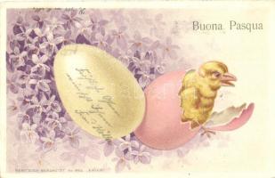 Easter, chicken, floral, Erika Nr. 993. Emb. litho (wet corner)