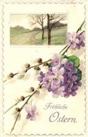 Easter, flowers, Erika Nr. 4107. Emb. litho