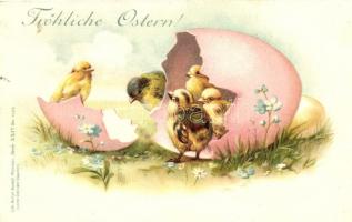 Easter, chicken, Gebrüder Obpacher Serie XXIV. No. 17479. litho