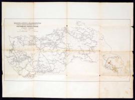 cca 1940 Magyar Királyi Államvasutak közúti gépkocsiüzem (MÁVAUT) autóbus-vonalainak átnézeti térkép...