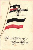 Durch Kampf Zum Sieg! / German flags, Emb., Német zászlók, dombornyomott