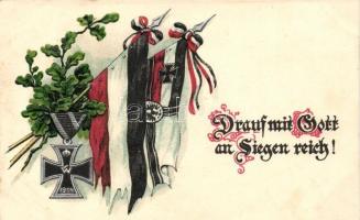 Drauf mit Gott an Siegen reich! / German flags, medal, A.S.B. Serie 306. Emb. litho
