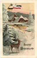 Christmas, landscape, German flags, G.G.K. No. 921. Emb. litho (EK)