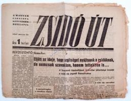 1947. 05. 30. Zsidó út, A Magyar Cionista Szövetség hetilapjának egy száma, pp.:8, viseltes állapotban