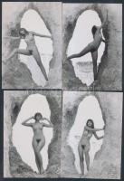cca 1970 Sziklára komponálva, 8 db finoman erotikus fénykép, 13x9 cm /
cca 1970 8 erotic photos, 13...